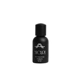 A matte black bottle of Secure Room Memories essential oil with a matching black cap, standing upright on a light gray background.