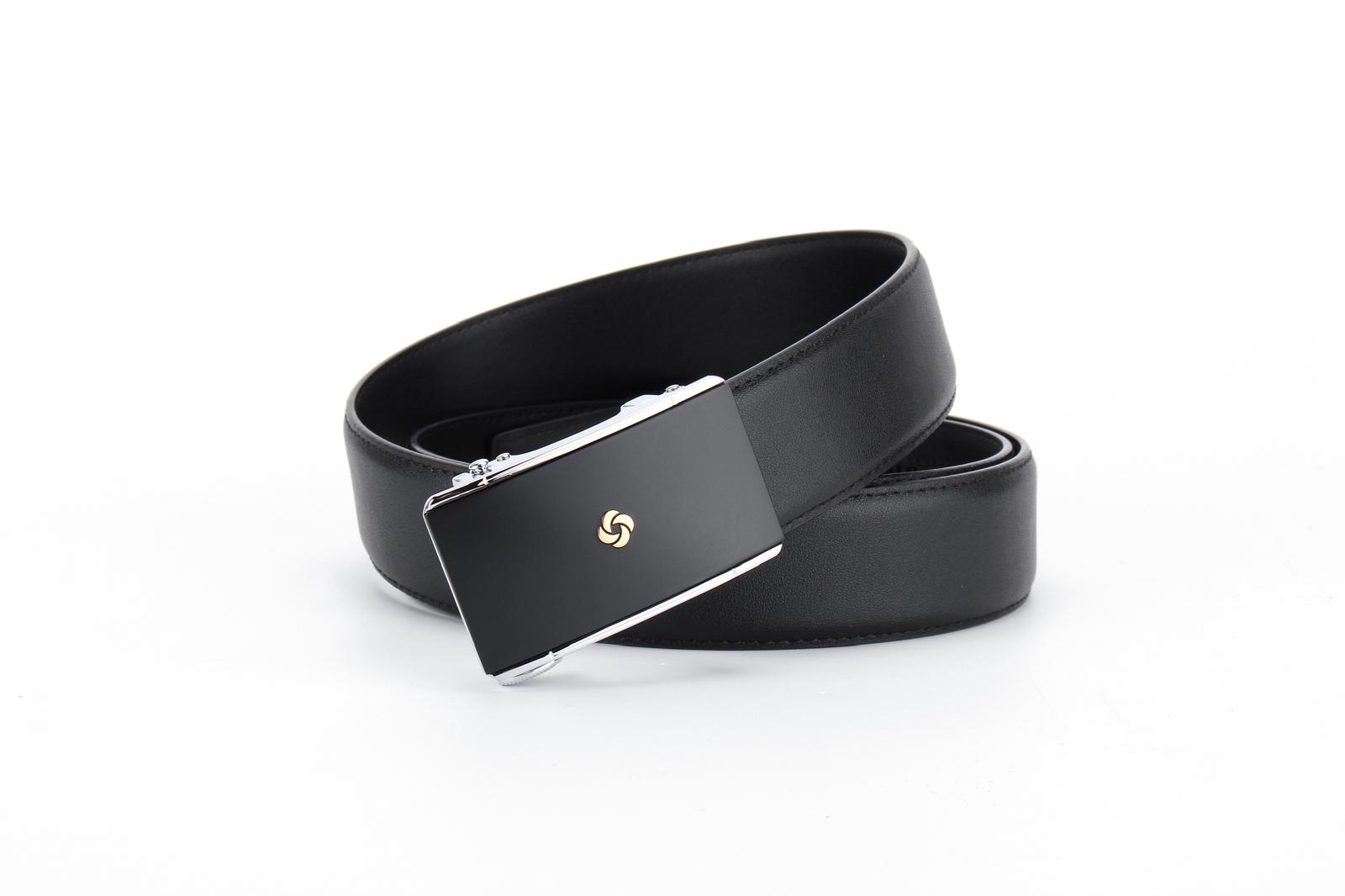 Samsonite AAMIR Basic Auto Golden Logo Black Leather Belt
