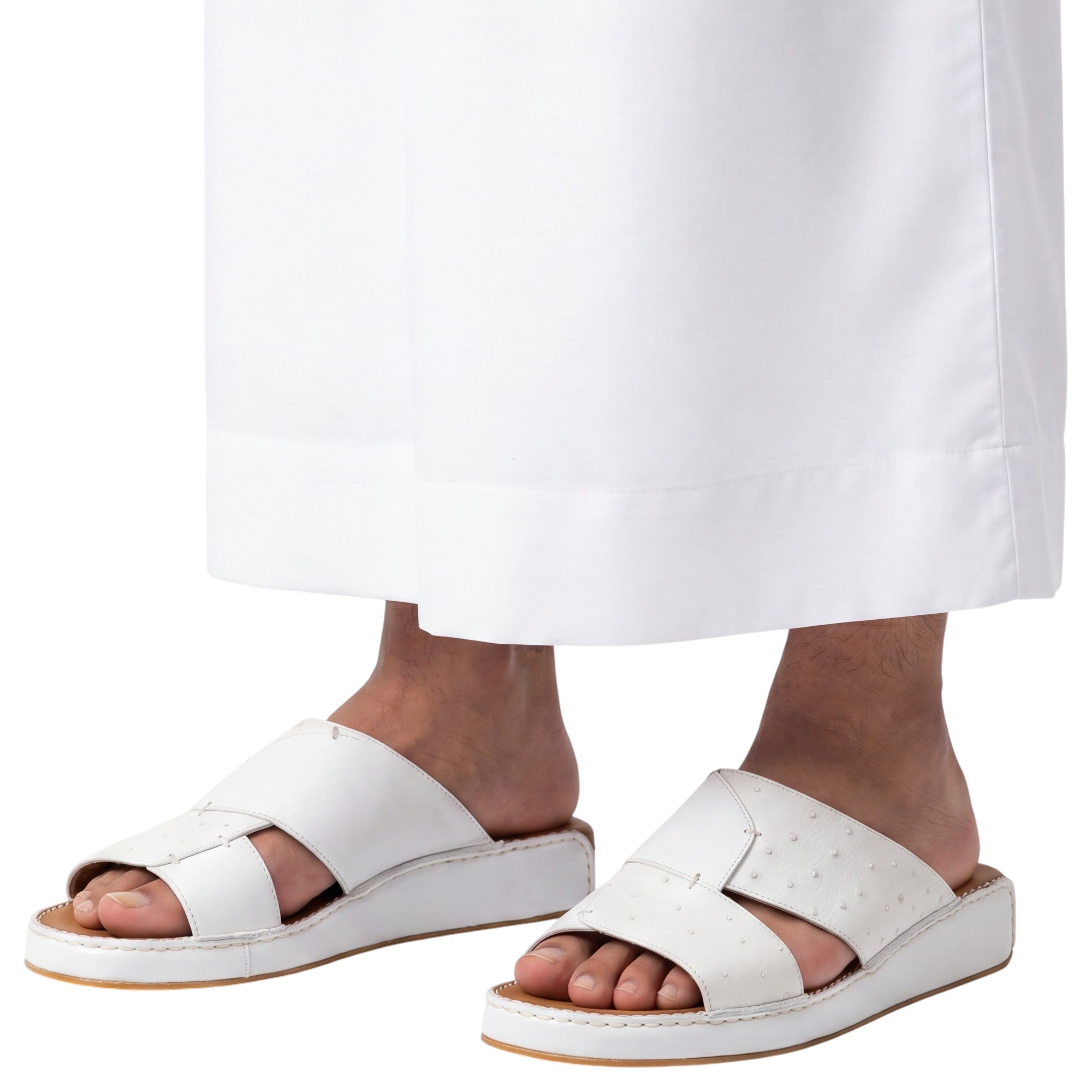 Antonio Men's Hand Made Ostrich-Effect Leather Arabic Sandals.