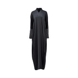 Aquillora Women's Black Abaya with Embellished Sleeves — Available for Online Purchase