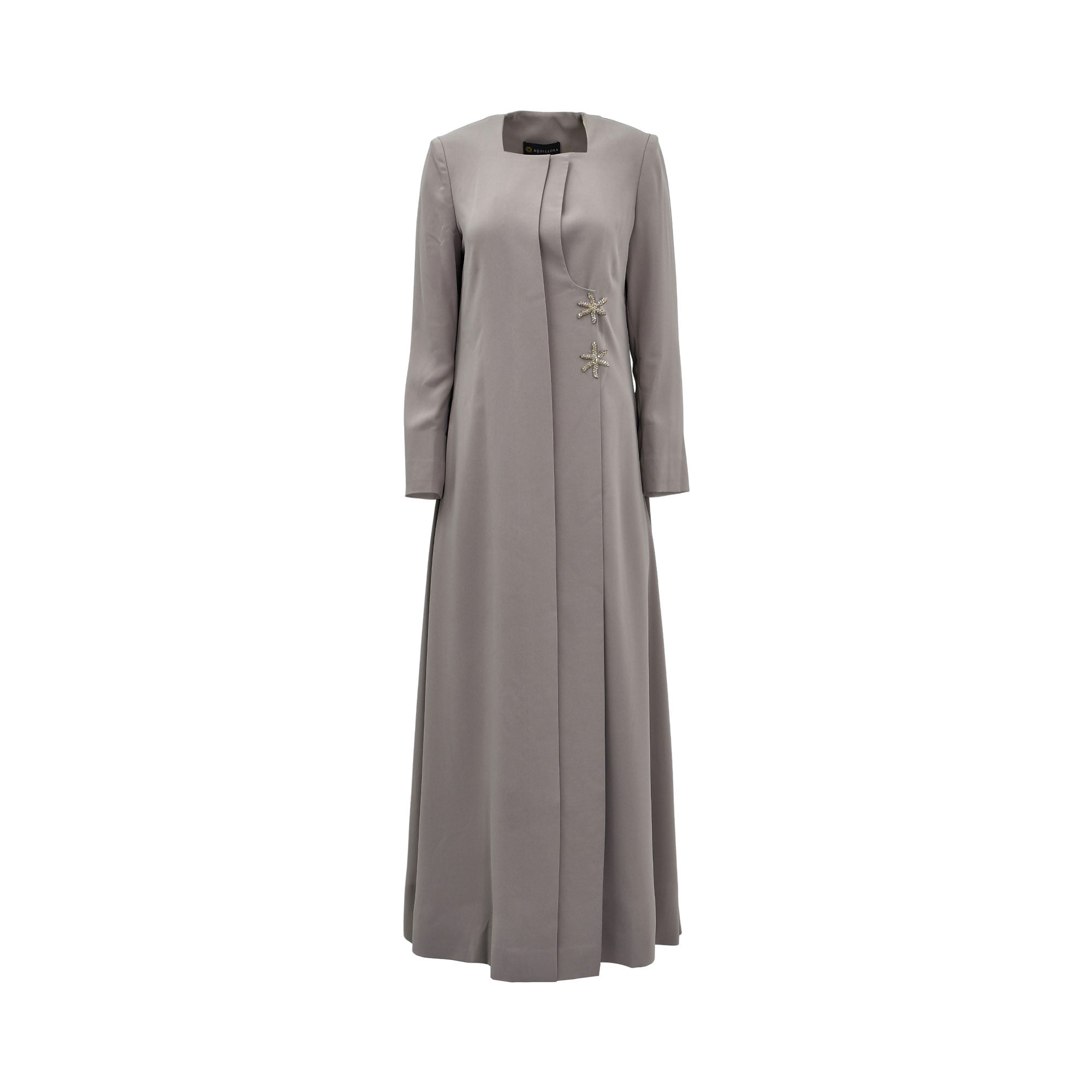 Aquillora Women's Grey Embellished Abaya with Crystal Detailing — Now Online