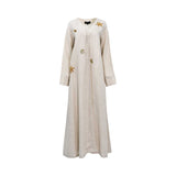 Aquillora Women's Light Beige Embroidered Abaya with Golden Detailing — Find Online Today