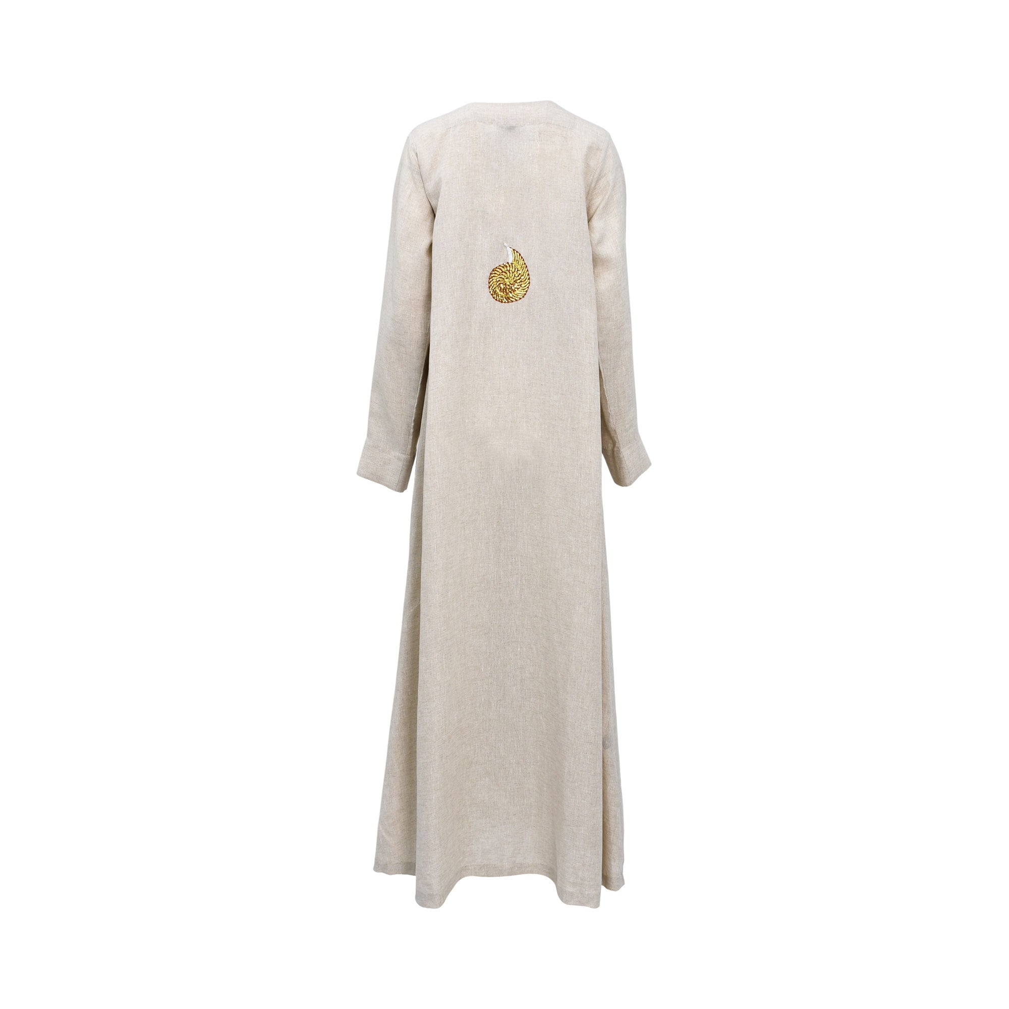 Aquillora Women's Light Beige Embroidered Abaya with Golden Detailing — Find Online Today
