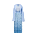Aquillora Women's Light Blue Tiered Fringe Dress