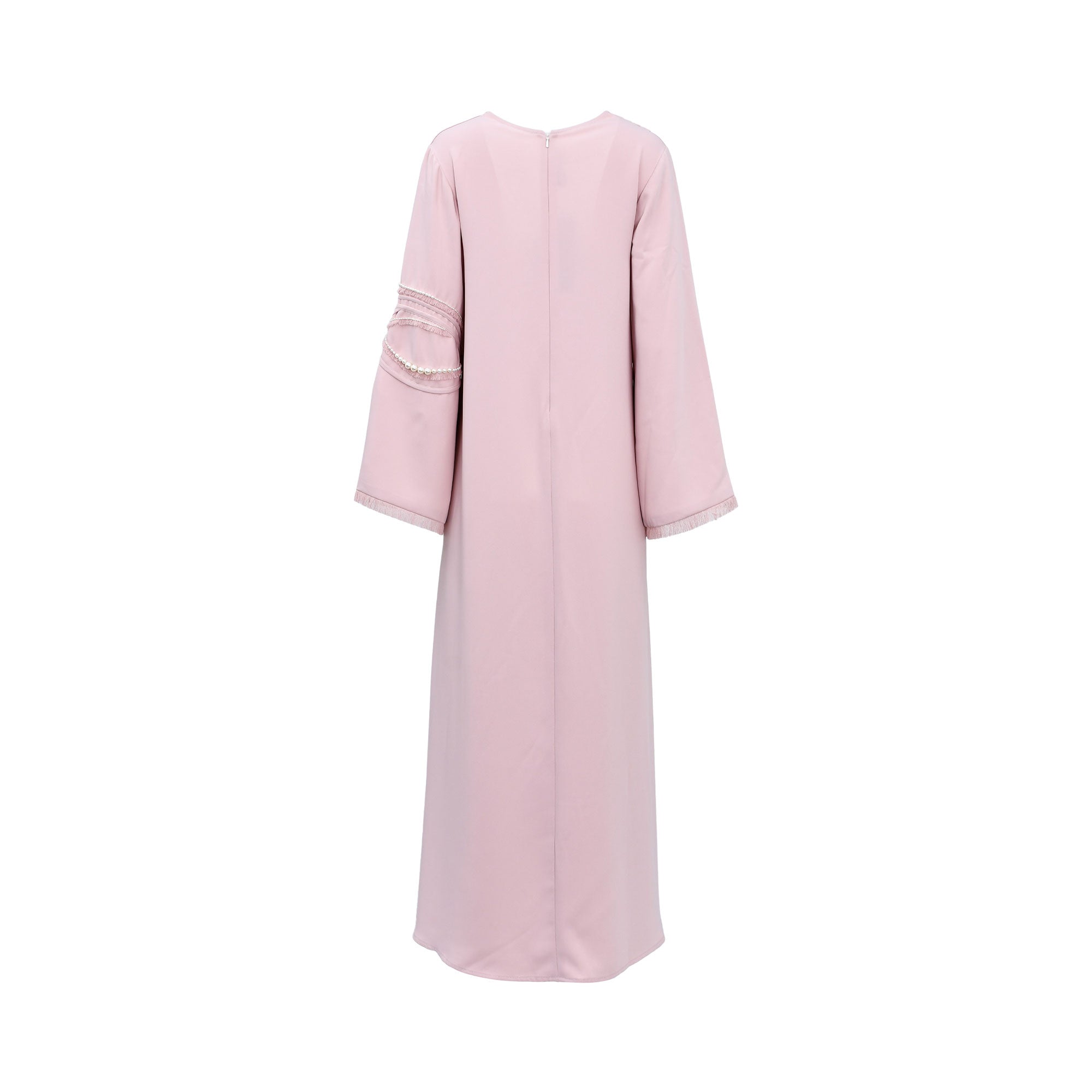 Aquillora Women's Light Pink Embellished Maxi Dress with Long Sleeves — Shop Now Online