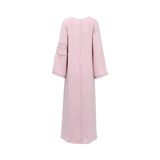 Aquillora Women's Light Pink Embellished Maxi Dress with Long Sleeves — Shop Now Online