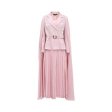 Aquillora Women's Light Pink Pleated Cape Dress
