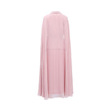 Aquillora Women's Light Pink Pleated Cape Dress with Belted Blazer Top — Available for Online Purchase