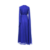 Aquillora Women's Royal Blue Embellished Gown with Draped Beaded Overlay — Now Online