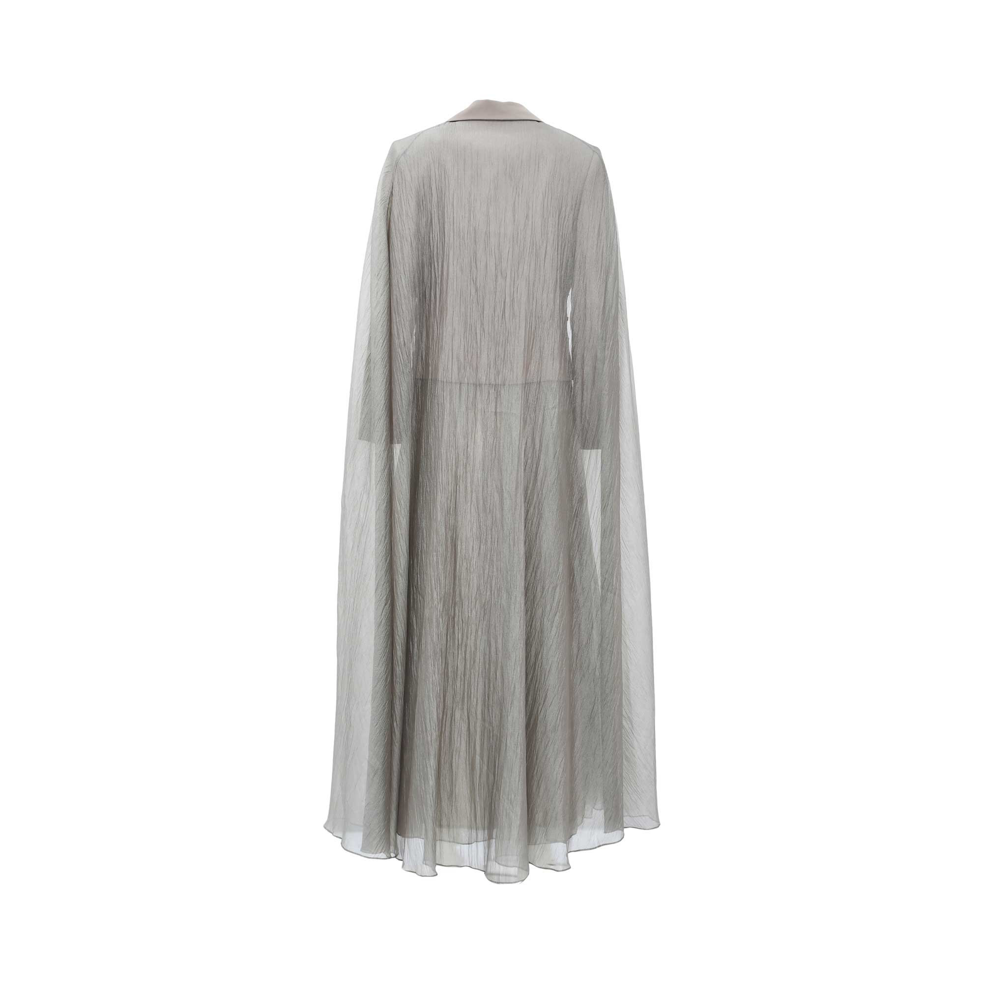 Aquillora Women's Silver Gray Embellished Cape Dress with Crystal Detailing — Now Available Online Today