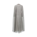 Aquillora Women's Silver Gray Embellished Cape Dress with Crystal Detailing — Now Available Online Today