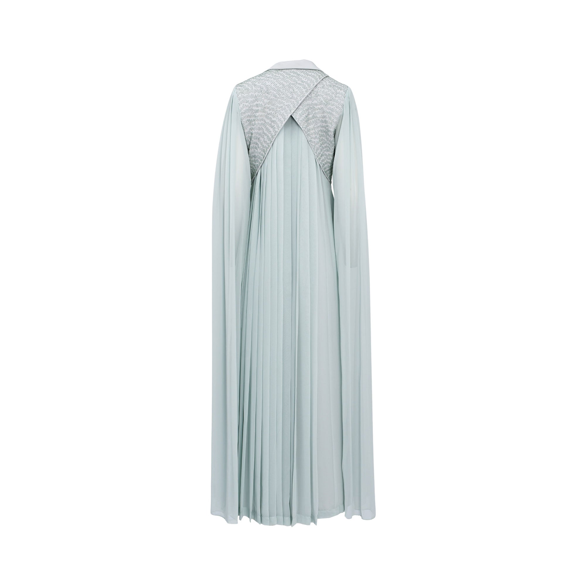 Aquillora Women's Turquoise Pleated Cape Dress with Lapel Collar — Now Online