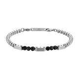 Luca Barra Gents Steel Bracelet With Black Stones