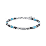 Luca Barra Gents Steel Bracelet with Black Agate