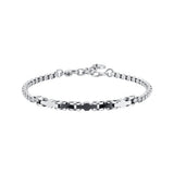 Luca Barra Gents Steel Bracelet with Black Ceramic Elements