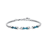 Luca Barra Gents Steel Bracelet with Blue IP Elements