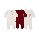 Baby Elephant Kids New Born Maroon & White Sleepsuit Set
