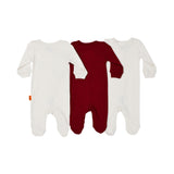 Baby Elephant Kids New Born Maroon & White Sleepsuit Set