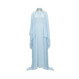 Baqa Women's Embellished High-Neck Pleated Cape Gown