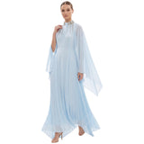 Baqa Women's Embellished High-Neck Pleated Cape Gown