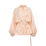 Baqa Women's Salmon Blouse with Waist Belt