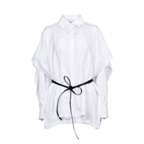 Baqa Women's White Casual Shirt with Waist Belt