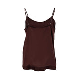 Back view of the BAQA satin camisole showing adjustable strap hardware.
