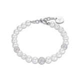 Luca Barra Ladies Pearl Bracelet With White Crystals