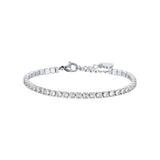 Luca Barra Ladies Tennis Bracelet in Steel with White Crystals