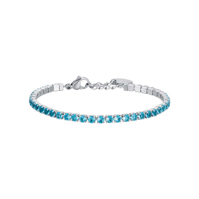 Luca Barra Ladies Tennis Bracelet in Steel with Blue Crystals