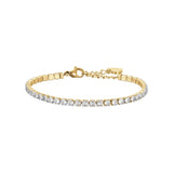 Luca Barra Ladies Tennis Bracelet in IP Gold Steel with White Crystals