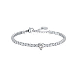 Luca Barra Ladies Steel Bracelet with White Crystals and Crystal Heart