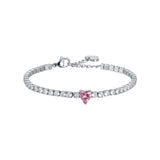 Luca Barra Ladies Steel Bracelet with White Crystals and Pink Crystal Heart SS25