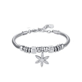 Luca Barra Ladies Steel Bracelet with Flower of Life and White Crystals