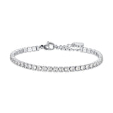 Luca Barra Ladies Tennis Bracelet in Steel with 4mm White Crystals