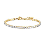 Luca Barra Ladies Tennis Bracelet in IP Gold Steel with 4mm White Crystals