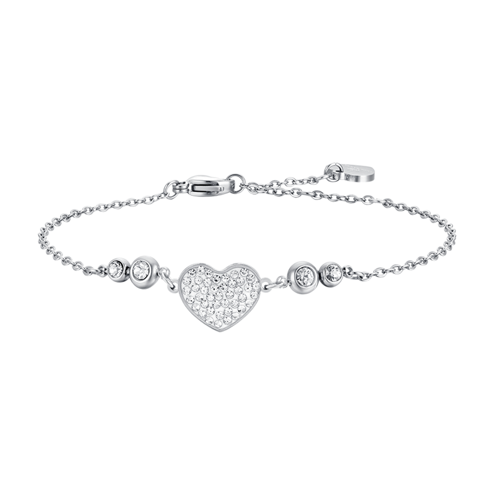Luca Barra Ladies Steel Bracelet with Heart and White Crystals | Accessories | Braceletes | Fashion Jewellery | Ladies bracelet | Women | Womens