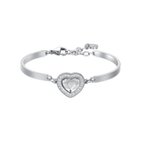 Luca Barra Ladies Steel Bracelet with Heart-Shaped White Crystal and White Crystals