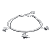 Luca Barra Ladies Steel Bracelet with Butterflies and White Crystals