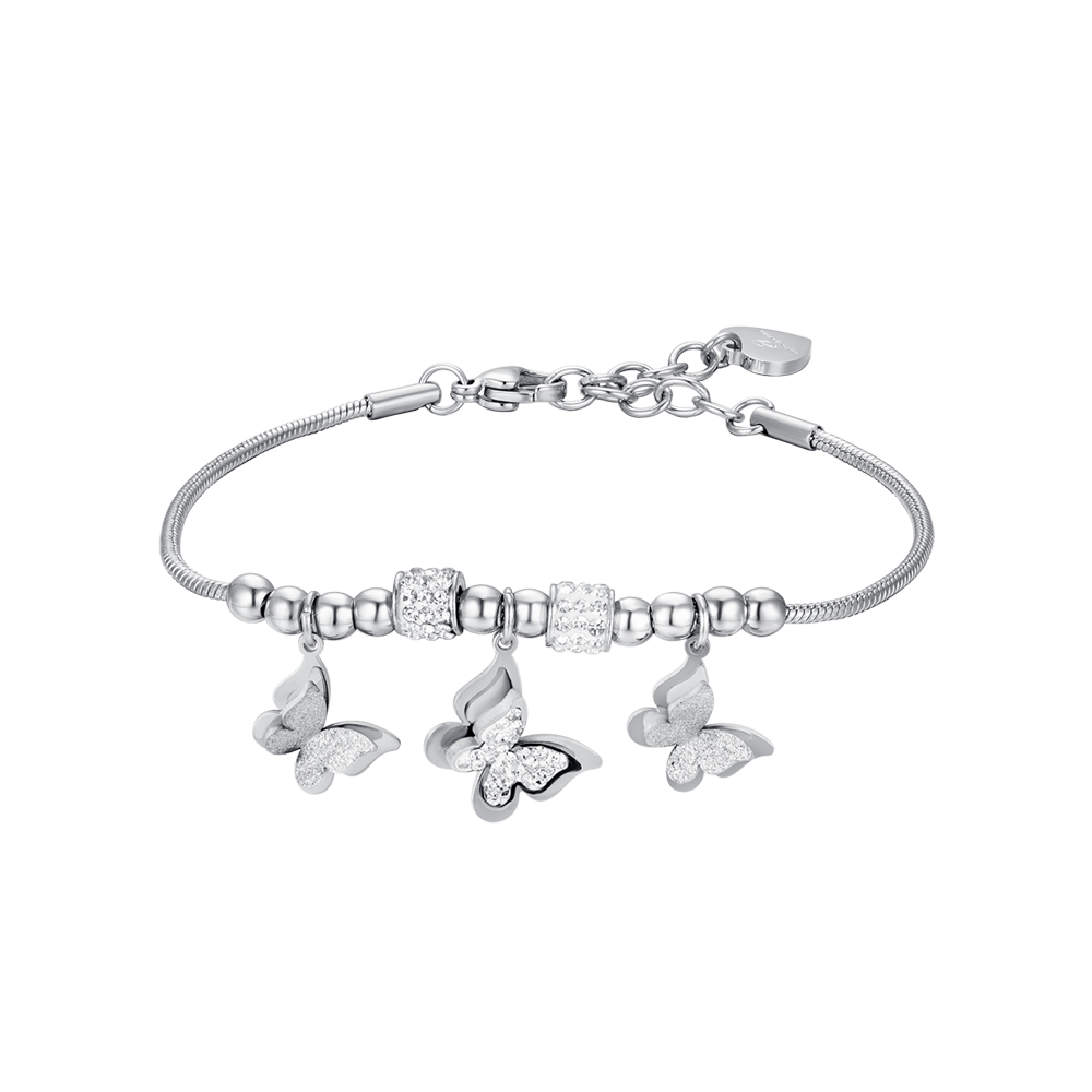 Luca Barra Ladies Steel Bracelet with Butterflies and White Crystals | Accessories | Braceletes | Fashion Jewellery | Ladies bracelet | Women | Womens