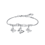 Luca Barra Ladies Steel Bracelet with Butterflies and White Crystals