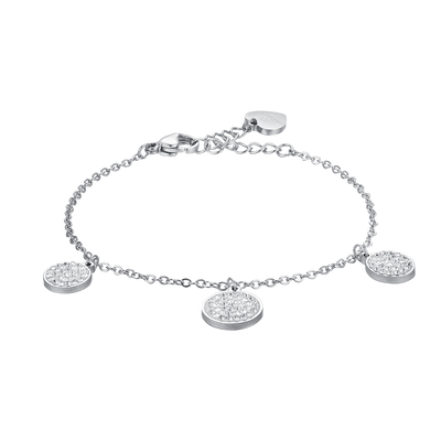Luca Barra Ladies Steel Bracelet with Round Elements and White Crystals