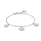 Luca Barra Ladies Steel Bracelet with Round Elements and White Crystals