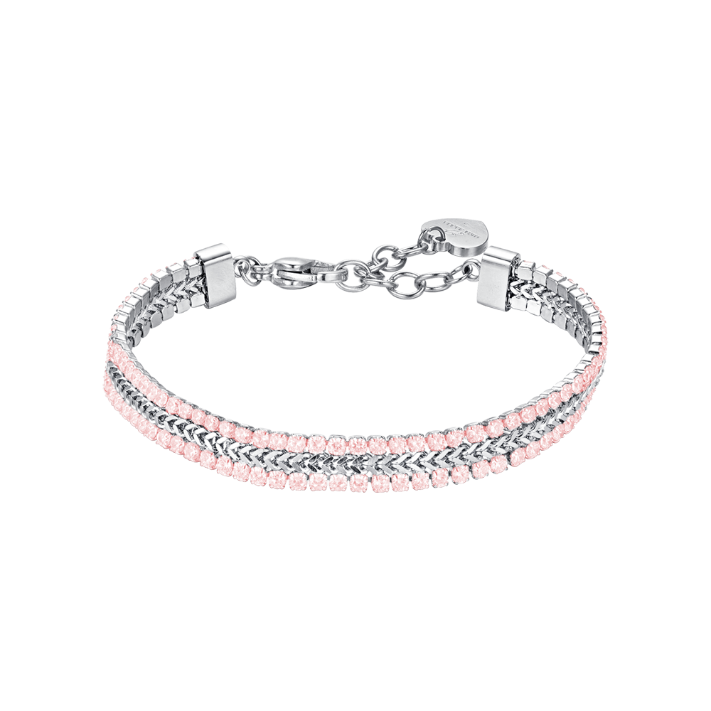 Luca Barra Ladies Tennis Bracelet in Steel with Pink Crystals | Accessories | Braceletes | Fashion Jewellery | Ladies bracelet | Women | Womens