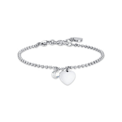 Luca Barra Ladies Steel Bracelet with Heart and White Zirconia