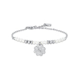 Luca Barra Ladies Steel Bracelet with Pearls and Court Leaf