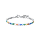 Luca Barra Ladies Tennis Bracelet with Multicolored Crystals