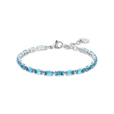 Luca Barra Ladies Tennis Bracelet with Acquamarine Baguette Zirconia