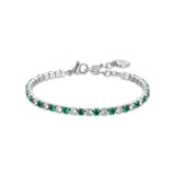 Luca Barra Ladies Tennis Bracelet with Green and White Crystals