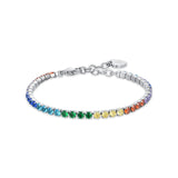Luca Barra Ladies Tennis Bracelet with Rainbow Crystals
